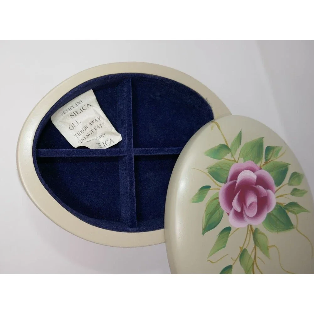 Calgon Flexzorb Vintage Wooden 5-Tier Swivel Jewelry Box Hand Painted Roses
